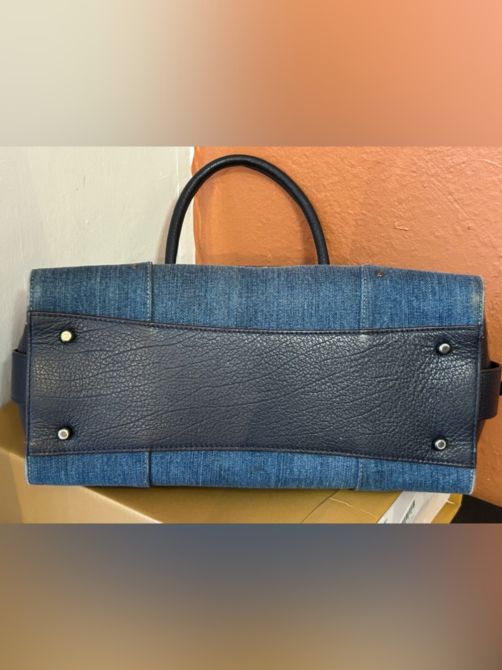 Coach Mercer 30 Blue Denim and leather satchel with crossbody strap GORGEOUS - Picture 5 of 10